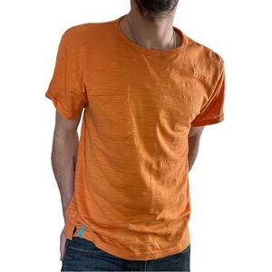 RUSTIC SOULS Mens Heathered Orange Crew Neck Short Sleeve Slub Knit T-Shirt